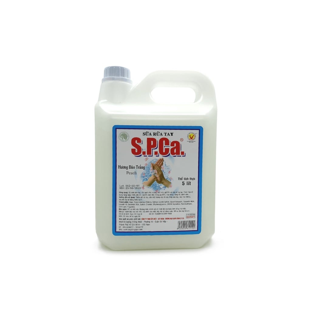 NƯỚC RỬA TAY KHỬ TRÙNG S.P.Ca. HƯƠNG ĐÀO 5 LÍT