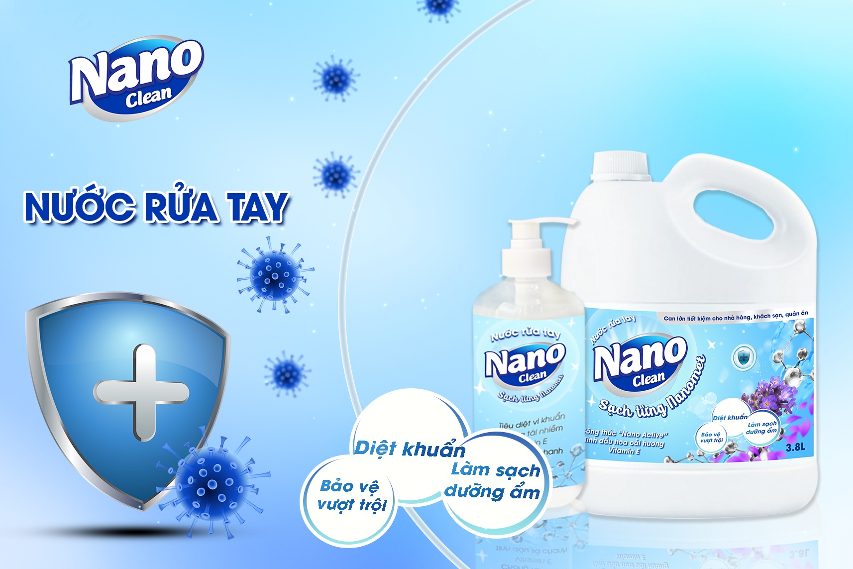 NƯỚC RỬA TAY NANO CLEAN 3.8KG